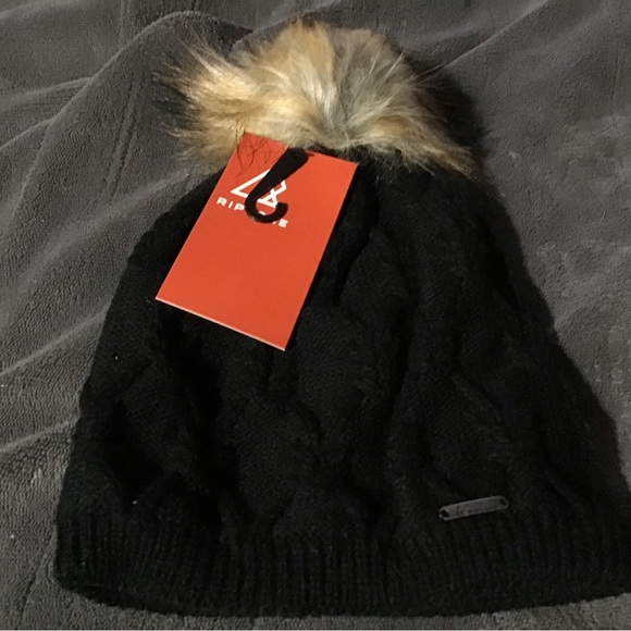 ripzone women's faux fur pom pom black new with tags - Picture 4 of 7